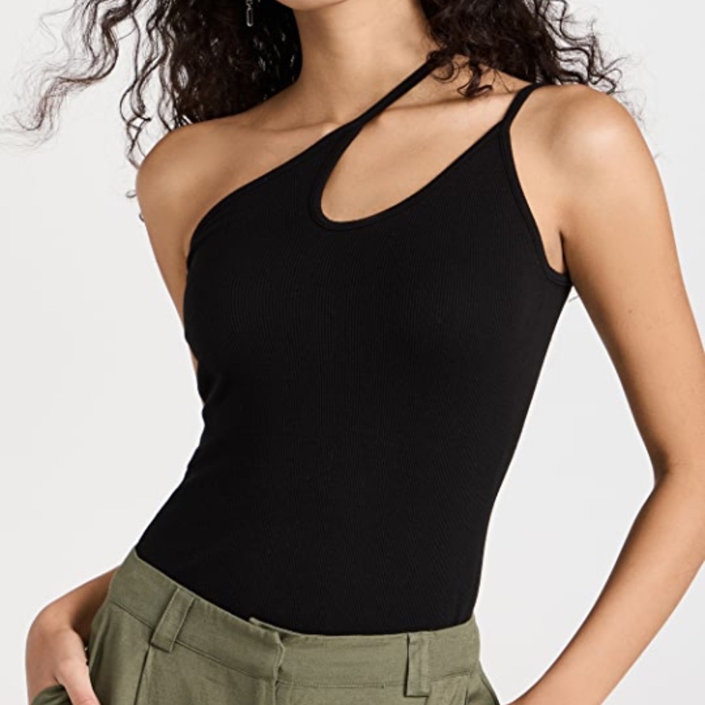NWT Enza Costa ASYMMETRIC Tank Top BLACK Med SOLD OUT